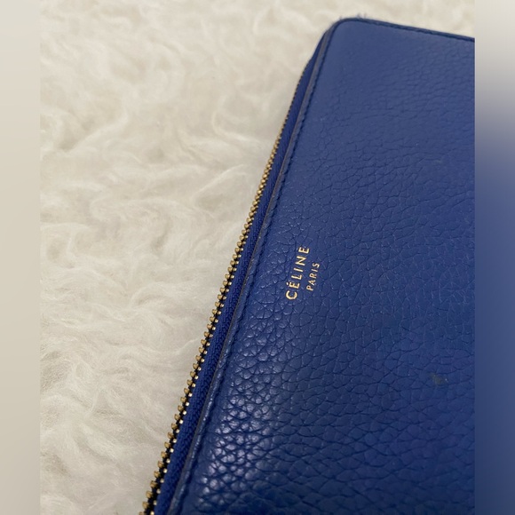 CELINE Drummed Large Zip Around Multifunction Wallet Indigo - Picture 13 of 13